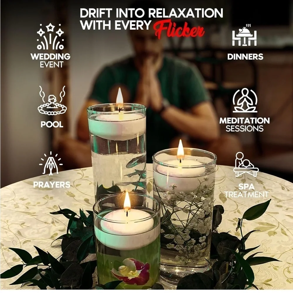 Charisma Premium White Floating Candles - 24 Pack (071)